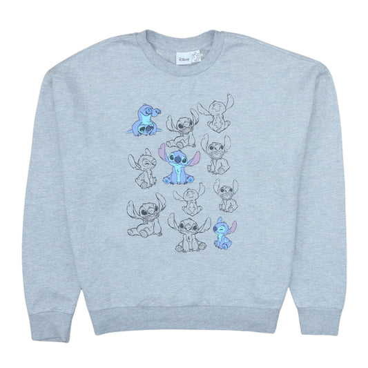 Disney Womens Grey Stitch Sweatshirt Pullover Size M 12/14 Graphic Print
