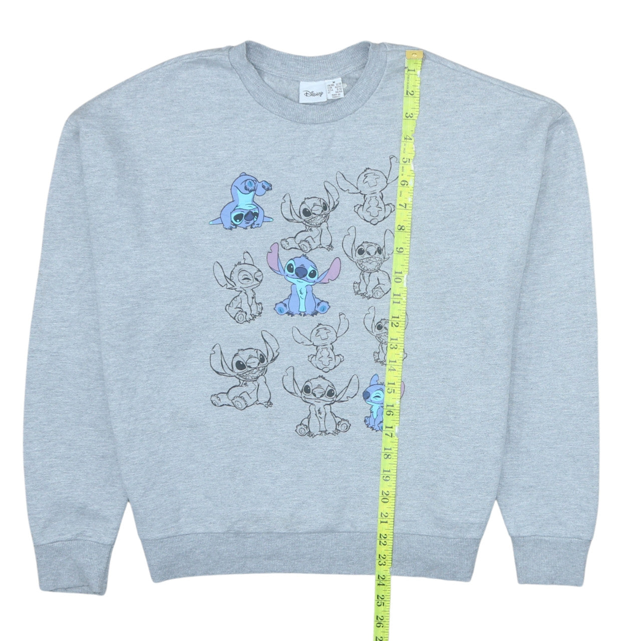 Disney Womens Grey Stitch Sweatshirt Pullover Size M 12/14 Graphic Print