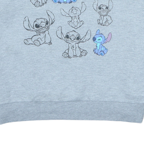 Disney Womens Grey Stitch Sweatshirt Pullover Size M 12/14 Graphic Print