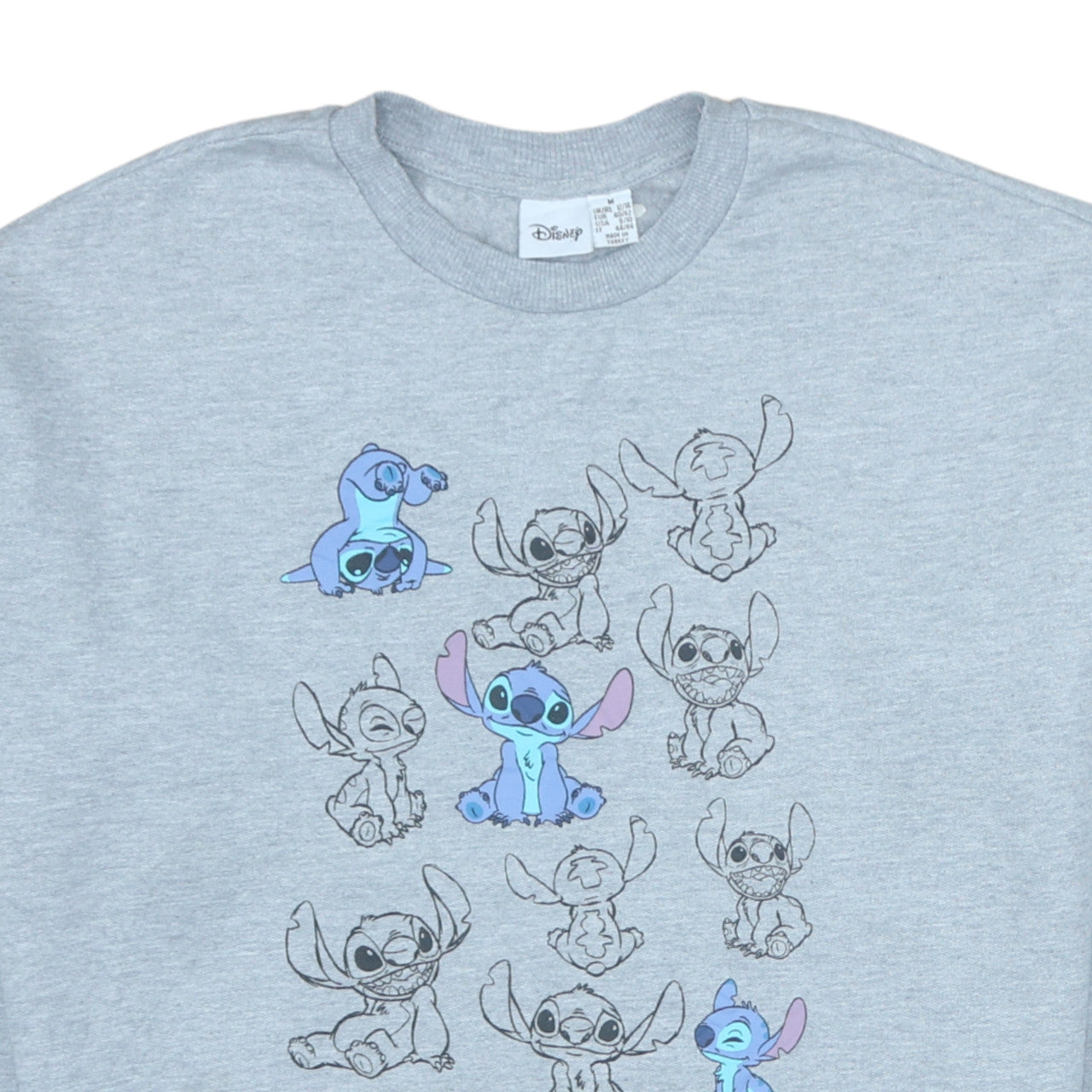 Disney Womens Grey Stitch Sweatshirt Pullover Size M 12/14 Graphic Print
