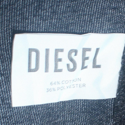 Diesel Mens Grey Full Zip Hoodie Medium Logo Hooded Sweatshirt
