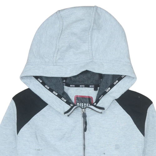 Diesel Mens Grey Full Zip Hoodie Medium Logo Hooded Sweatshirt