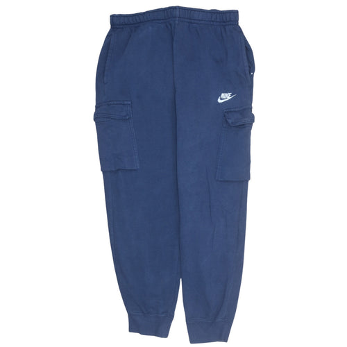 Nike Men's Blue Cargo Fleece Jogger Trousers Size M