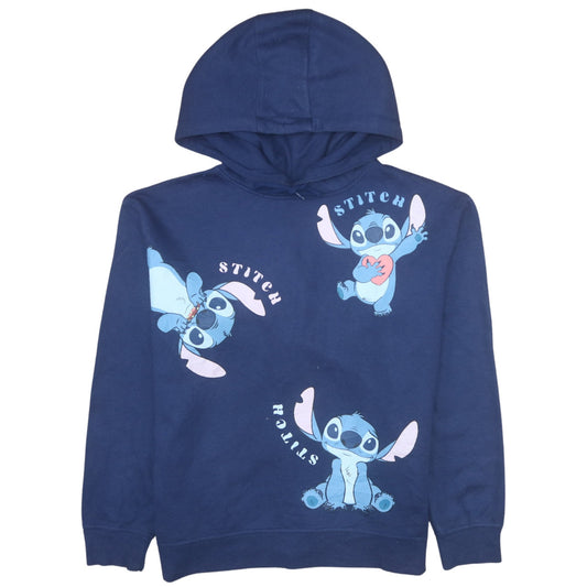 Disney Women's Blue Stitch Hoodie Medium 12/14 Pullover Sweatshirt