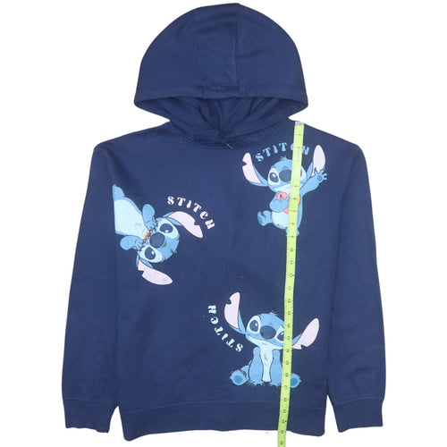 Disney Women's Blue Stitch Hoodie Medium 12/14 Pullover Sweatshirt