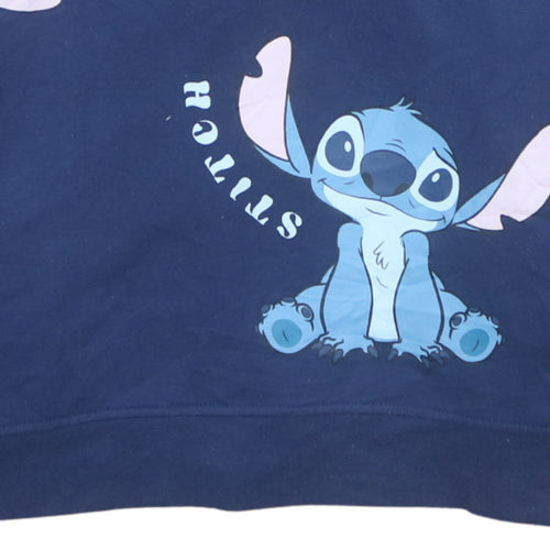 Disney Women's Blue Stitch Hoodie Medium 12/14 Pullover Sweatshirt