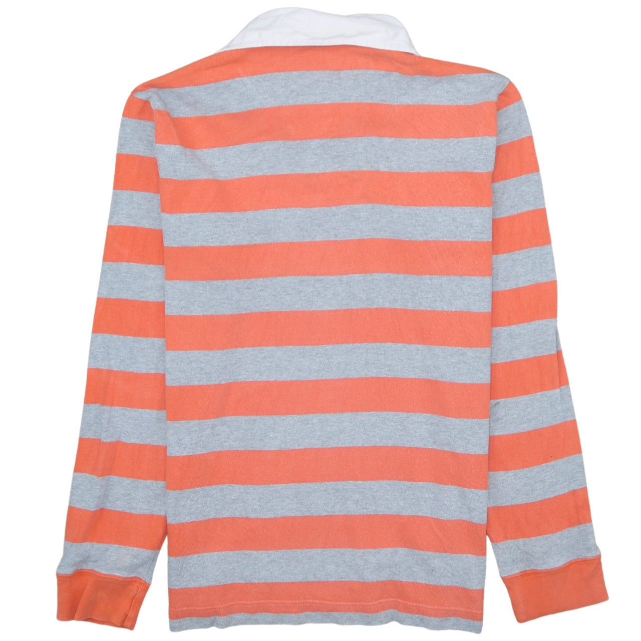 GAP Men's Orange Grey Striped Long Sleeve Polo Shirt Size M