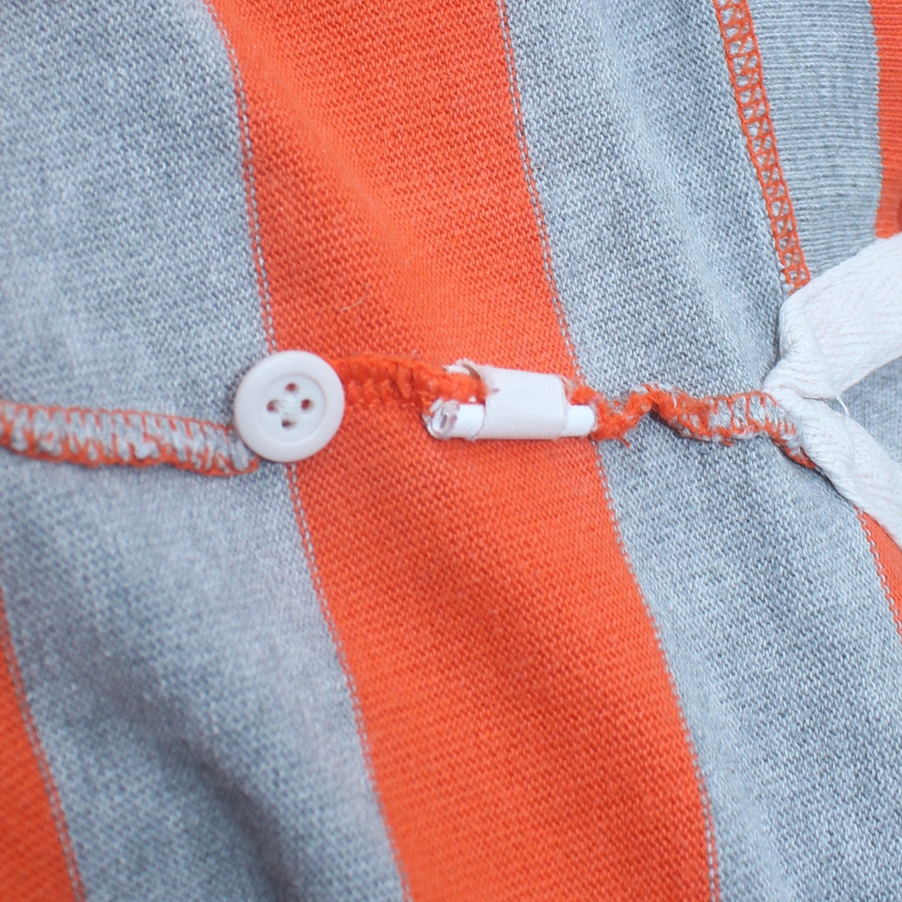 GAP Men's Orange Grey Striped Long Sleeve Polo Shirt Size M