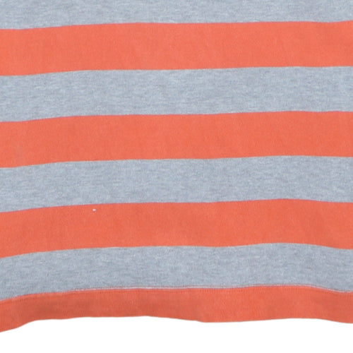 GAP Men's Orange Grey Striped Long Sleeve Polo Shirt Size M