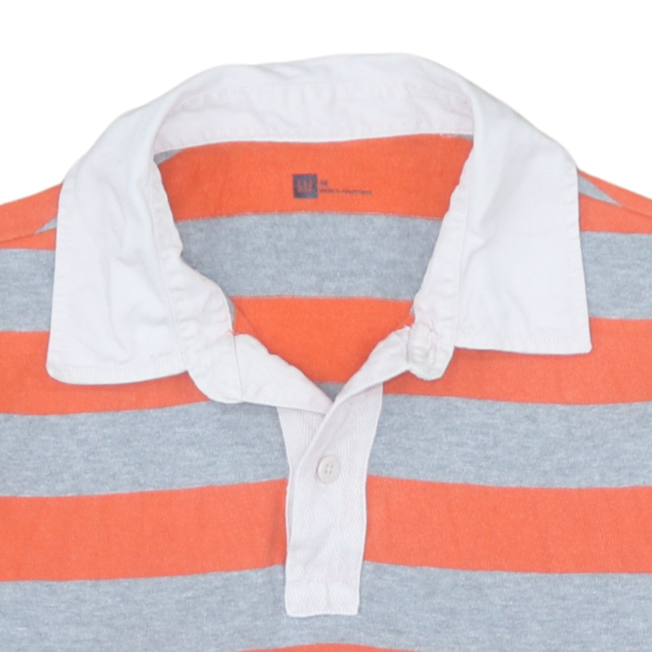 GAP Men's Orange Grey Striped Long Sleeve Polo Shirt Size M