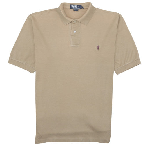 Ralph Lauren Men's Beige Polo Shirt Medium 100% Cotton Classic Fit