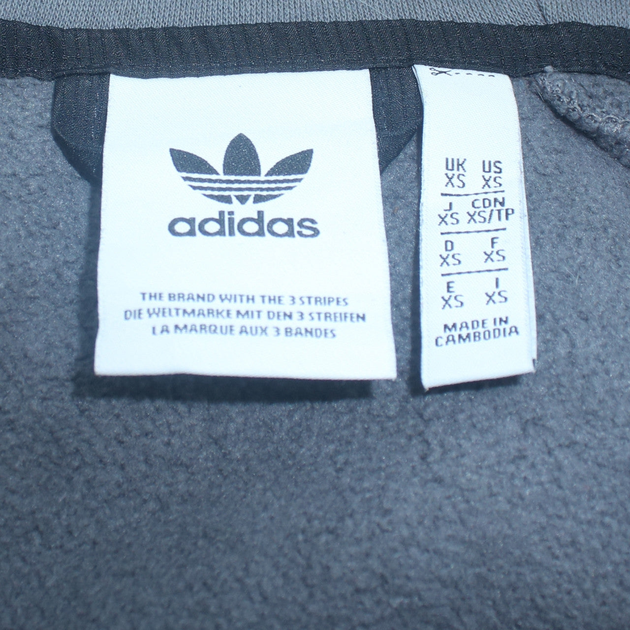 Adidas Men’s Grey Full Zip Hoodie XS Regular Fit Sportswear