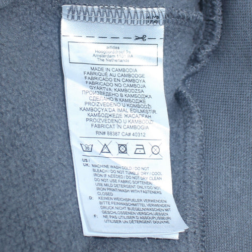 Adidas Men’s Grey Full Zip Hoodie XS Regular Fit Sportswear