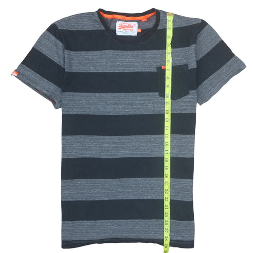 Superdry Men's Grey Striped Crew Neck Cotton T-Shirt 2XL
