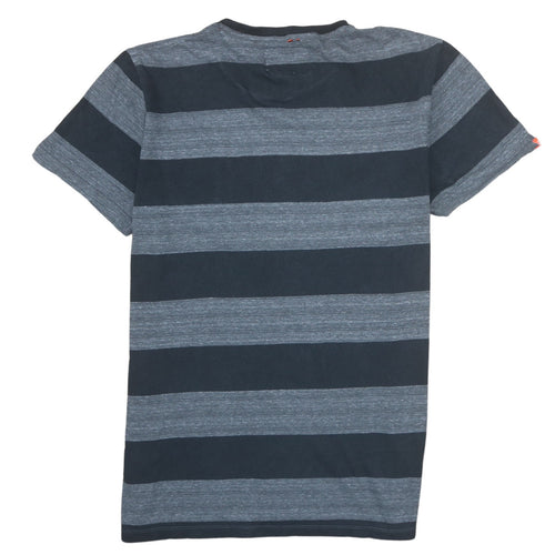 Superdry Men's Grey Striped Crew Neck Cotton T-Shirt 2XL