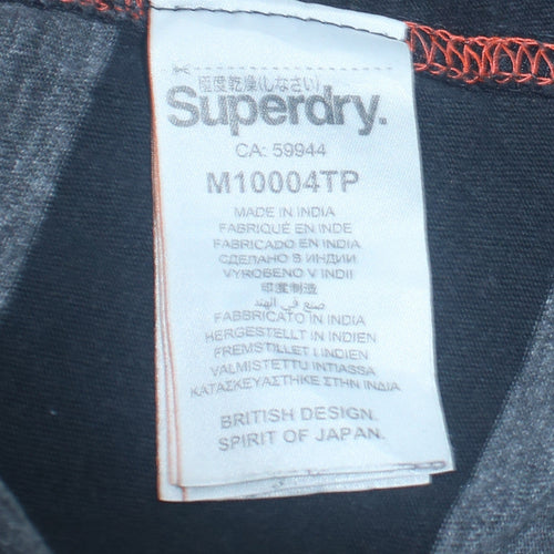 Superdry Men's Grey Striped Crew Neck Cotton T-Shirt 2XL