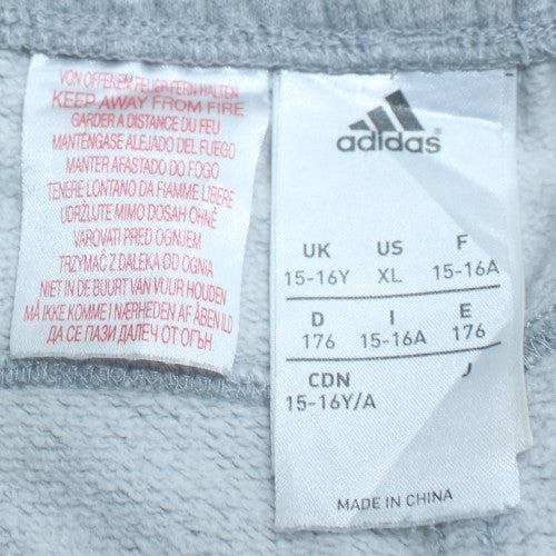 Adidas Boys Grey Jogger Sweatpants 15-16 Years Elastic Waist Side Stripe