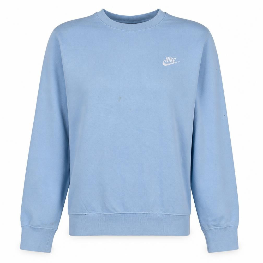 Front view of Nike women’s blue xs pullover crew neck sweatshirt cotton blend