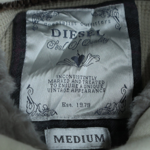Diesel Women Beige Faux Fur Lined Hooded Pullover Hoodie Medium