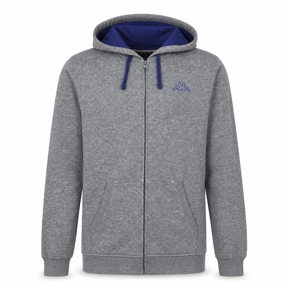 Front view of Kappa Men's Grey XL Full Zip Hoodie Sweatshirt