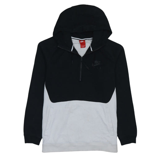 Nike Men's Black White 1/2 Zip Hoodie L Sports Fleece Sweatshirt