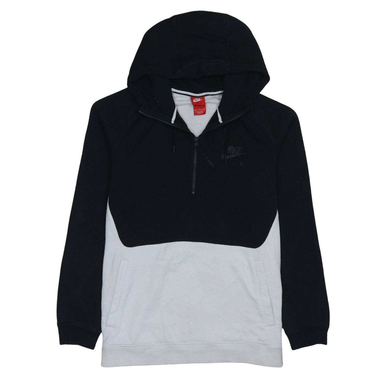 Nike Men's Black White 1/2 Zip Hoodie L Sports Fleece Sweatshirt
