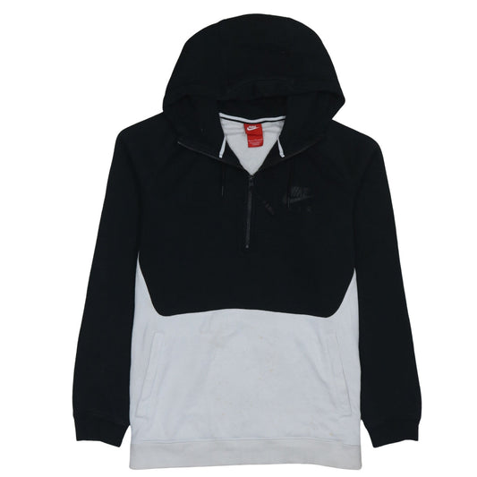 Nike Men's Black White 1/2 Zip Hoodie L Sports Fleece Sweatshirt