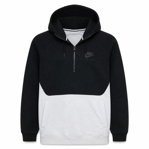 Nike Men's Black White 1/2 Zip Hoodie L Sports Fleece Sweatshirt