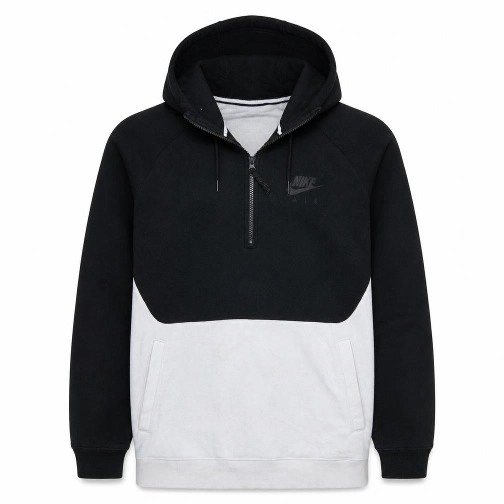 Nike Men's Black White 1/2 Zip Hoodie L Sports Fleece Sweatshirt