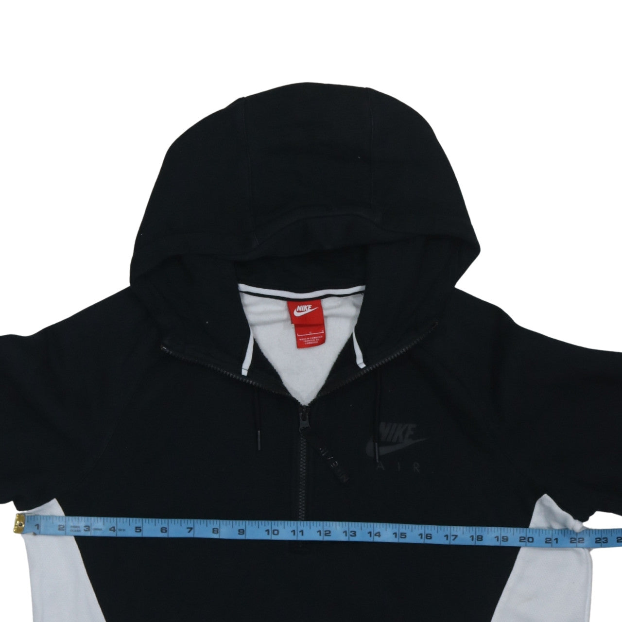 Nike Men's Black White 1/2 Zip Hoodie L Sports Fleece Sweatshirt