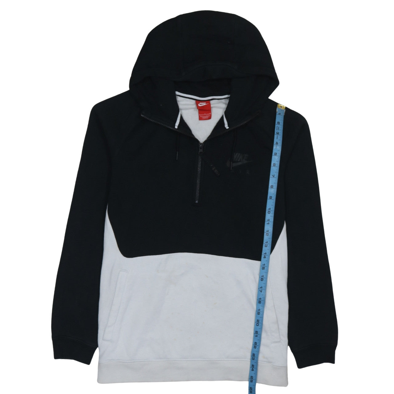 Nike Men's Black White 1/2 Zip Hoodie L Sports Fleece Sweatshirt