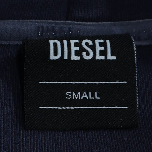 Diesel Women's Navy Blue Hoodie Small Pullover Cotton Blend