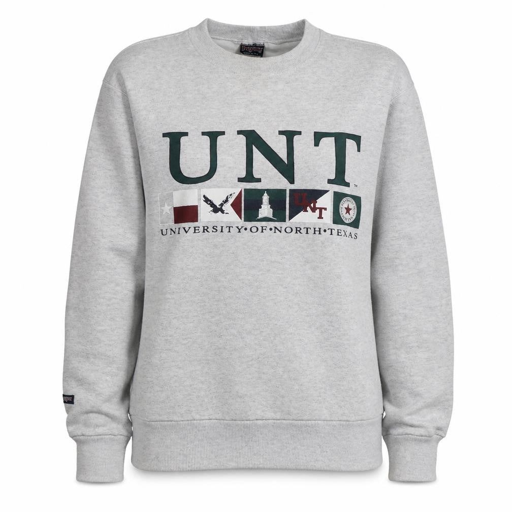 Front view of JanSport Women's Grey University of North Texas Pullover Sweatshirt M