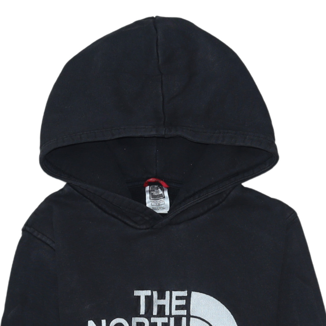 The North Face Boys Black Pullover Hoodie L Cotton Logo Sweatshirt