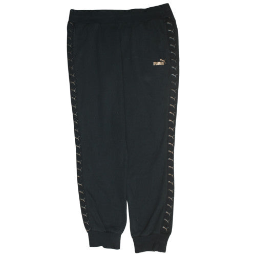 Puma Women’s Black Size 16 Jogger Sweatpants Logo Tapered Fleece