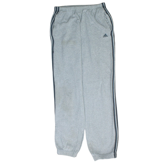 Adidas Men’s Grey L Sweatpants Fleece Joggers with Stripes