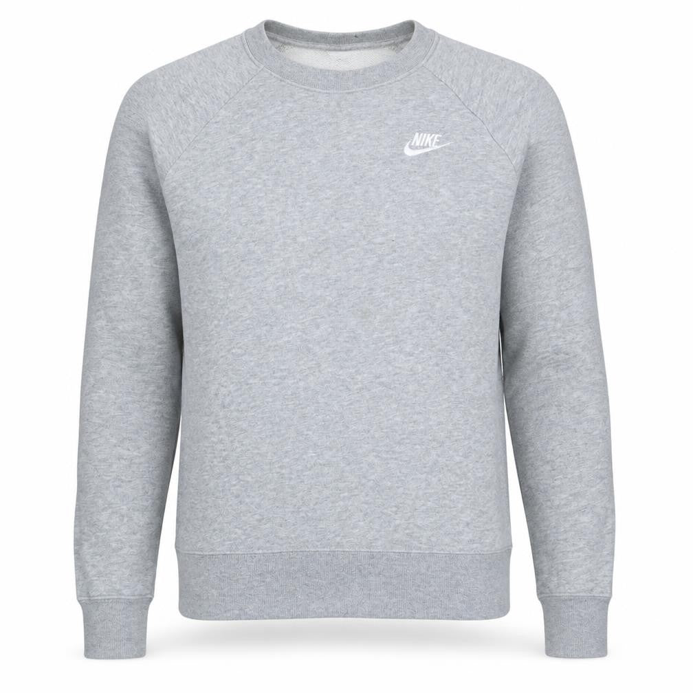 Front view of Nike Men's Grey Small Crew Neck Pullover Sweatshirt Regular Fit