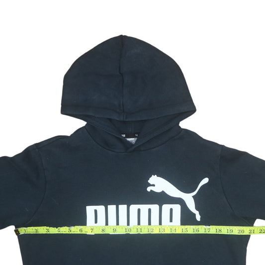 Puma Boys Black Pullover Hoodie 15-16 Years Classic Logo Fleece Sweatshirt