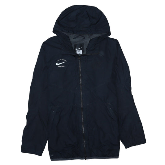 Nike Men's Blue L Hooded Windbreaker Jacket Full Zip Polyester