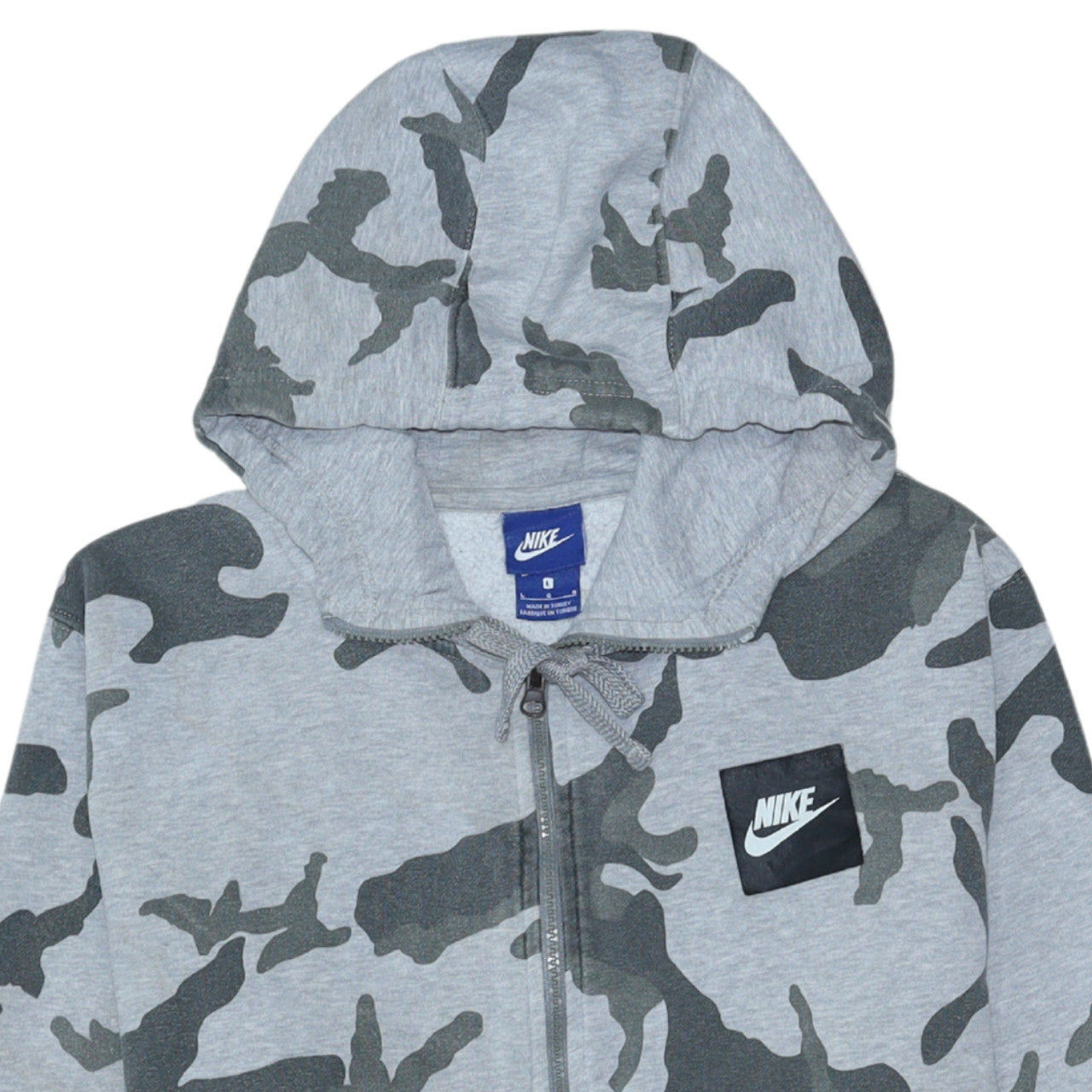 Nike Men's Grey Camouflage Full Zip Hoodie Size L Regular Fit