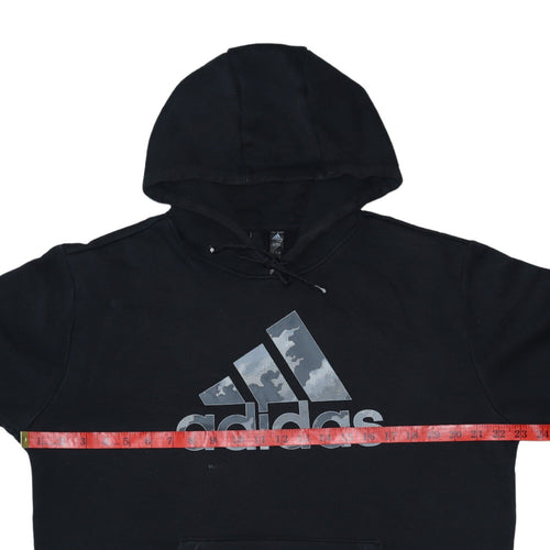 Adidas Mens Black Pullover Hoodie Size L Logo Sports Fleece Sweatshirt