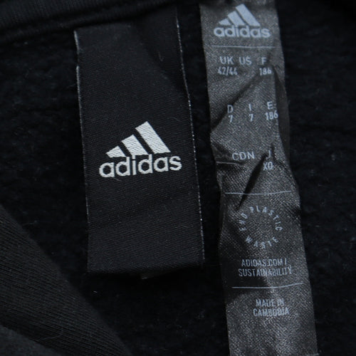 Adidas Mens Black Pullover Hoodie Size L Logo Sports Fleece Sweatshirt