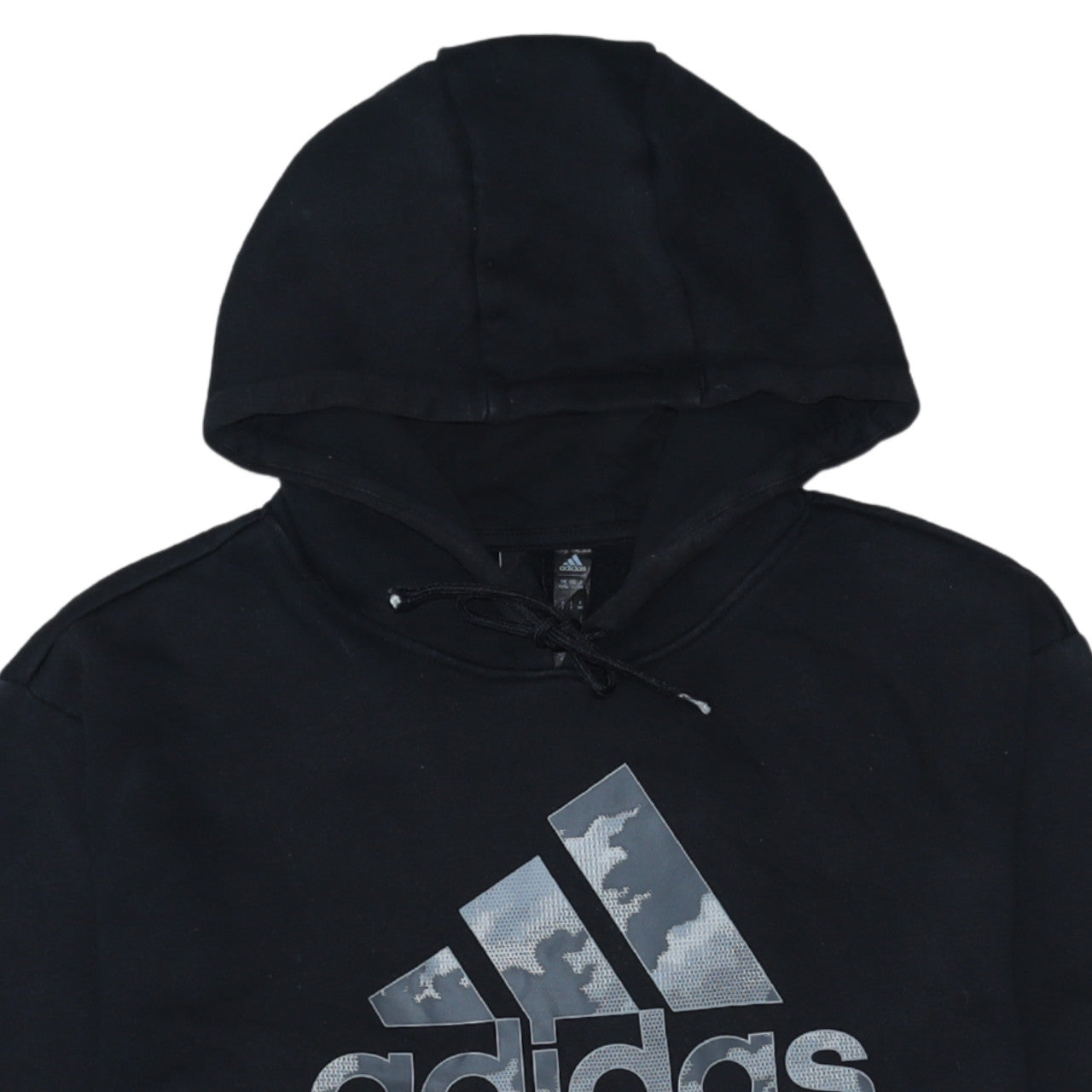 Adidas Mens Black Pullover Hoodie Size L Logo Sports Fleece Sweatshirt