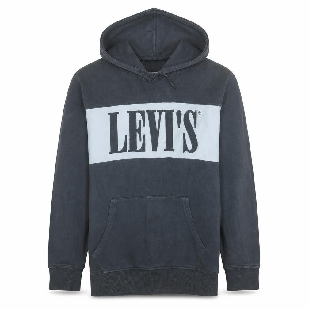 Front view of Levi's Men's Black Pullover Hoodie M Regular Fit Graphic Logo