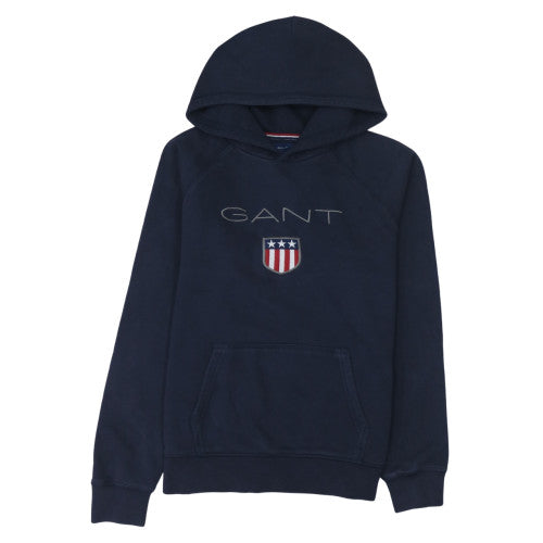 GANT Boys Navy Blue Pullover Hoodie 15 Years Cotton Blend Logo Design