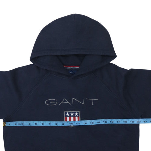 GANT Boys Navy Blue Pullover Hoodie 15 Years Cotton Blend Logo Design