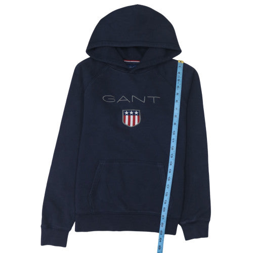 GANT Boys Navy Blue Pullover Hoodie 15 Years Cotton Blend Logo Design