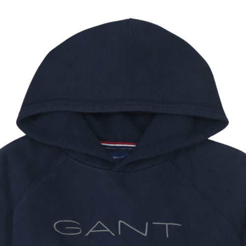 GANT Boys Navy Blue Pullover Hoodie 15 Years Cotton Blend Logo Design