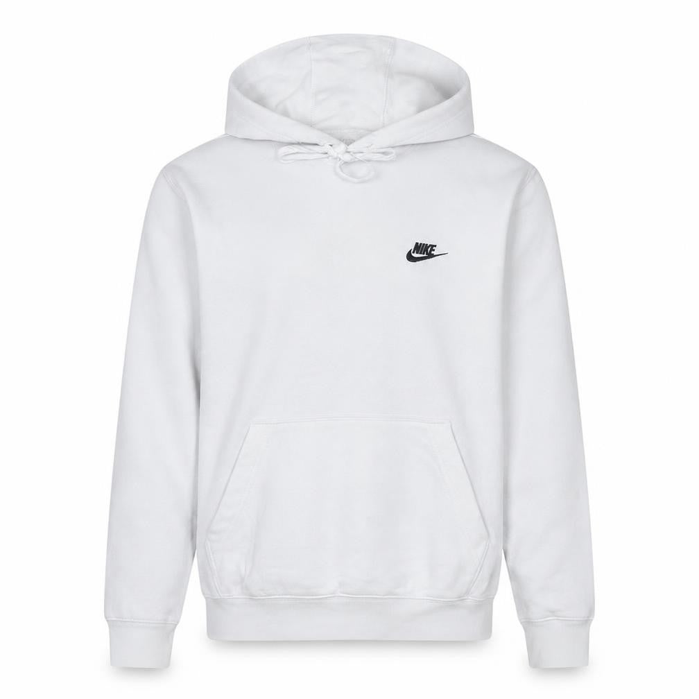 Front view of Nike Men's White Pullover Hoodie Medium Fleece Regular Fit