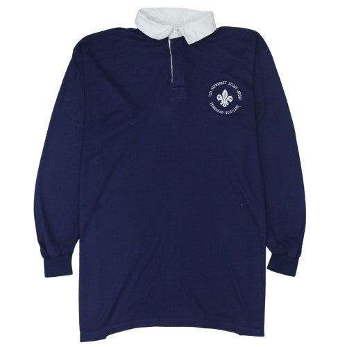 Halbro Men's Blue Long Sleeve Rugby Polo Shirt XL 117cm Classic Fit